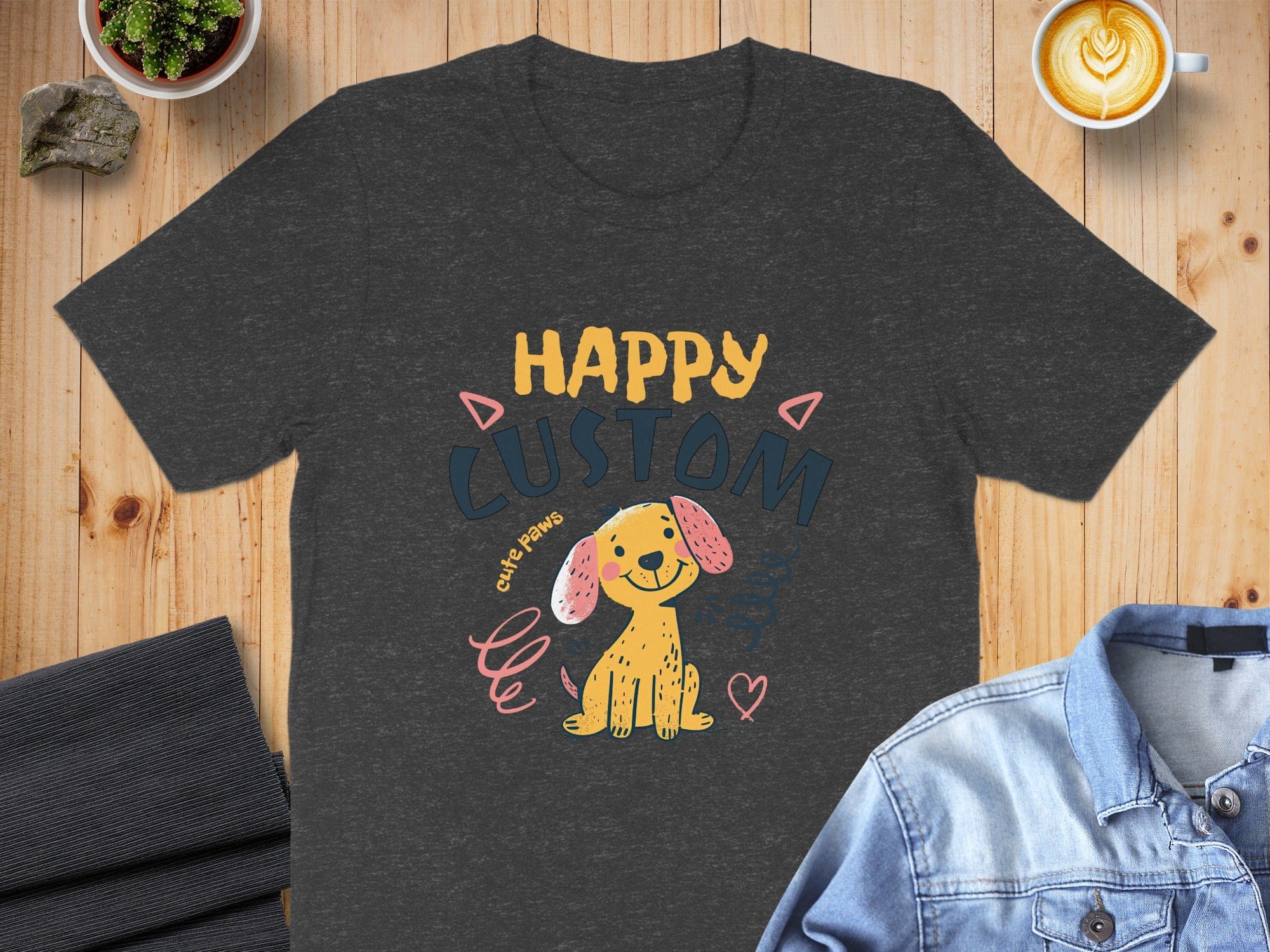 Happy Custom Cute Puppy T-Shirt with Unique Design