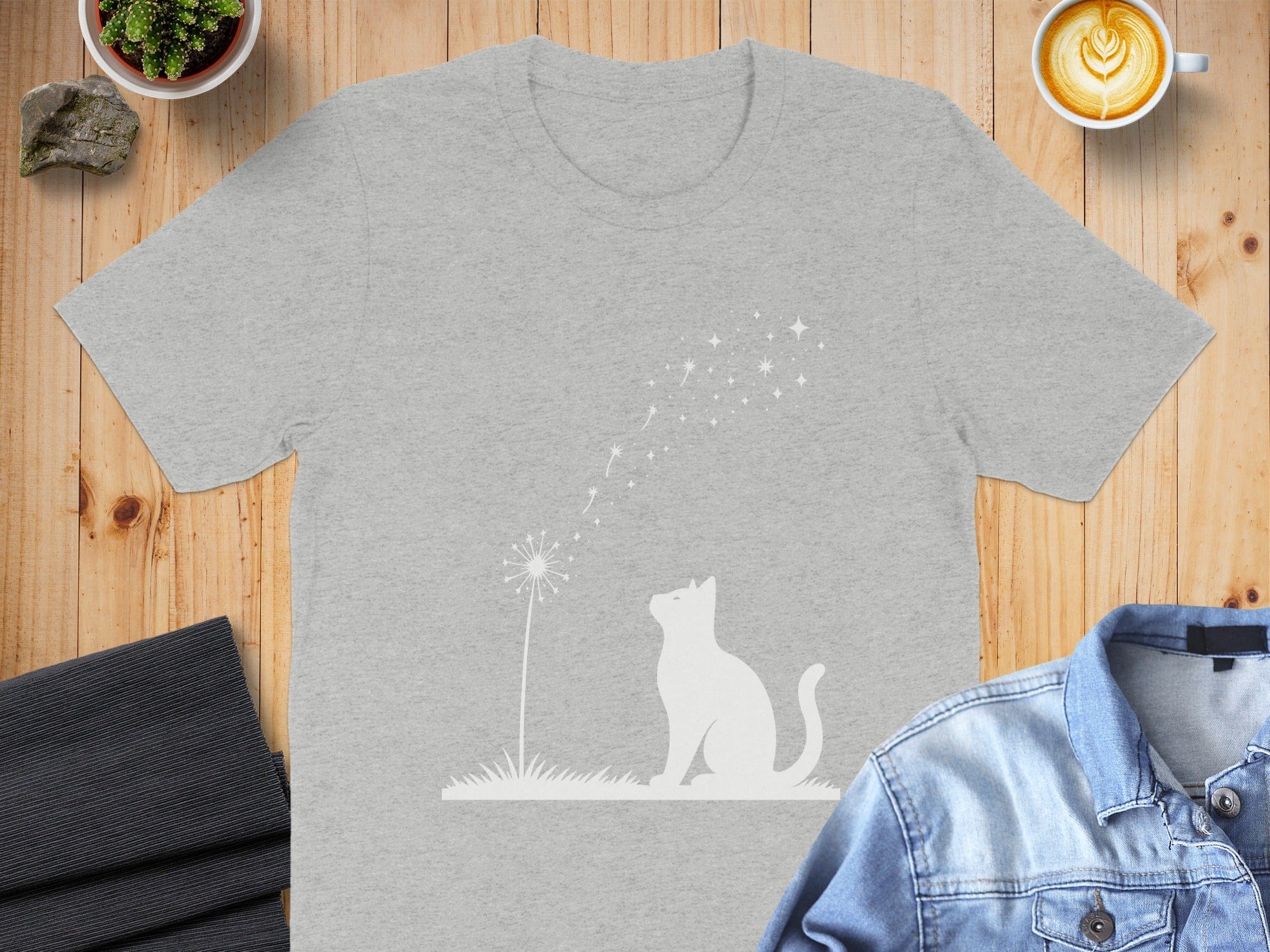 Cat Watching Dandelion Wishes T-Shirt