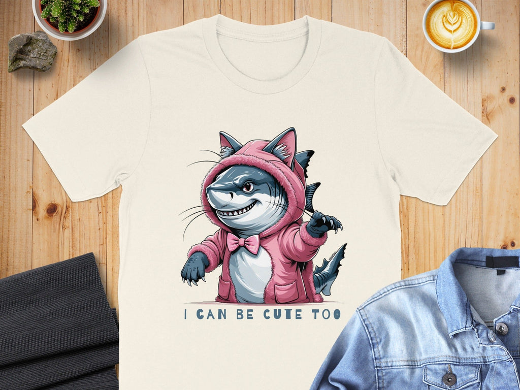 Adorable Shark in Hoodie Illustration T-Shirt