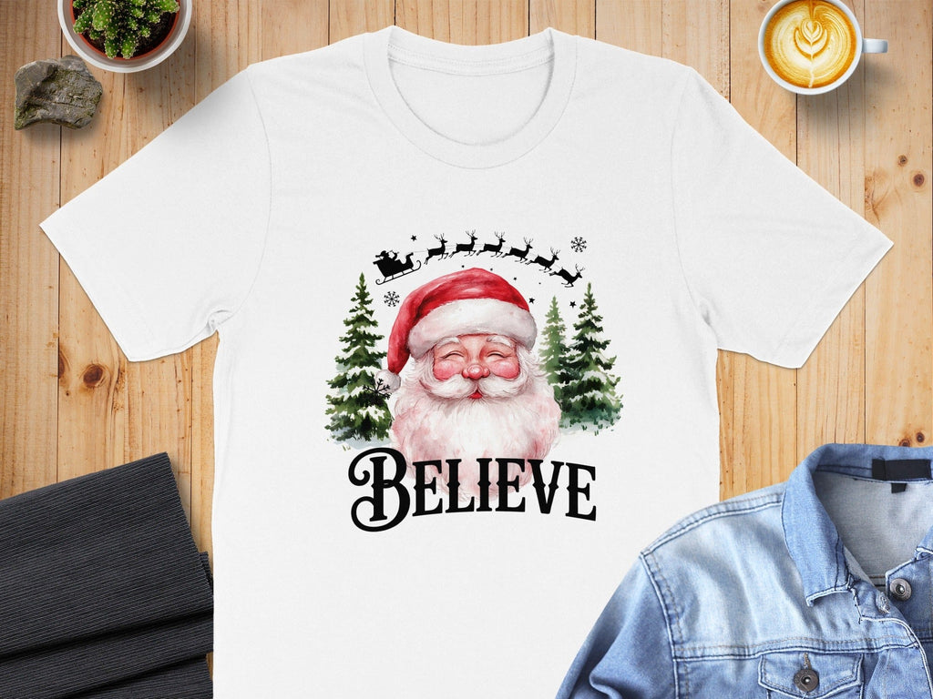 Believe Santa Claus Christmas Graphic T-Shirt