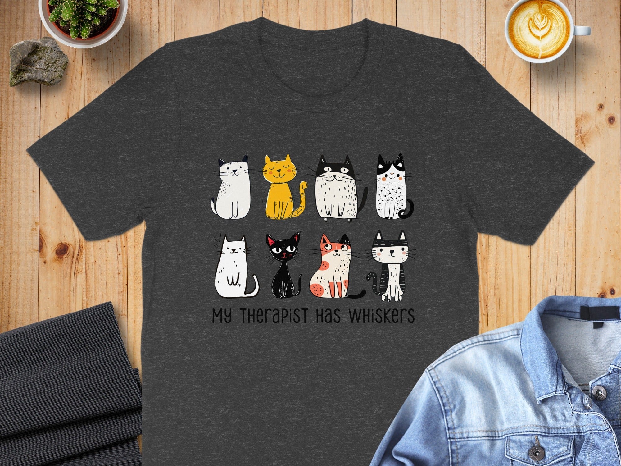 Cute Cats My Therapist Has Whiskers T-Shirt Product
