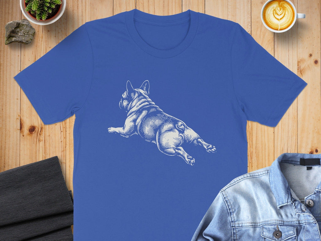 French Bulldog Sketch Printed on Blue Tee Shirt Product