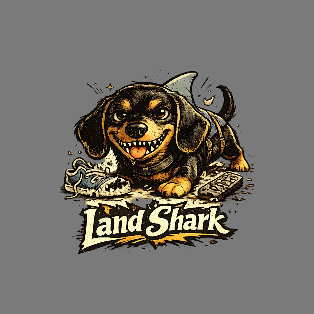 Cute Land Shark Dog with Shark Fin Costume Artwork