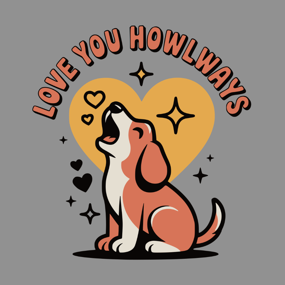 Love You Howlways Heart and Dog Animated Graphic Shirt