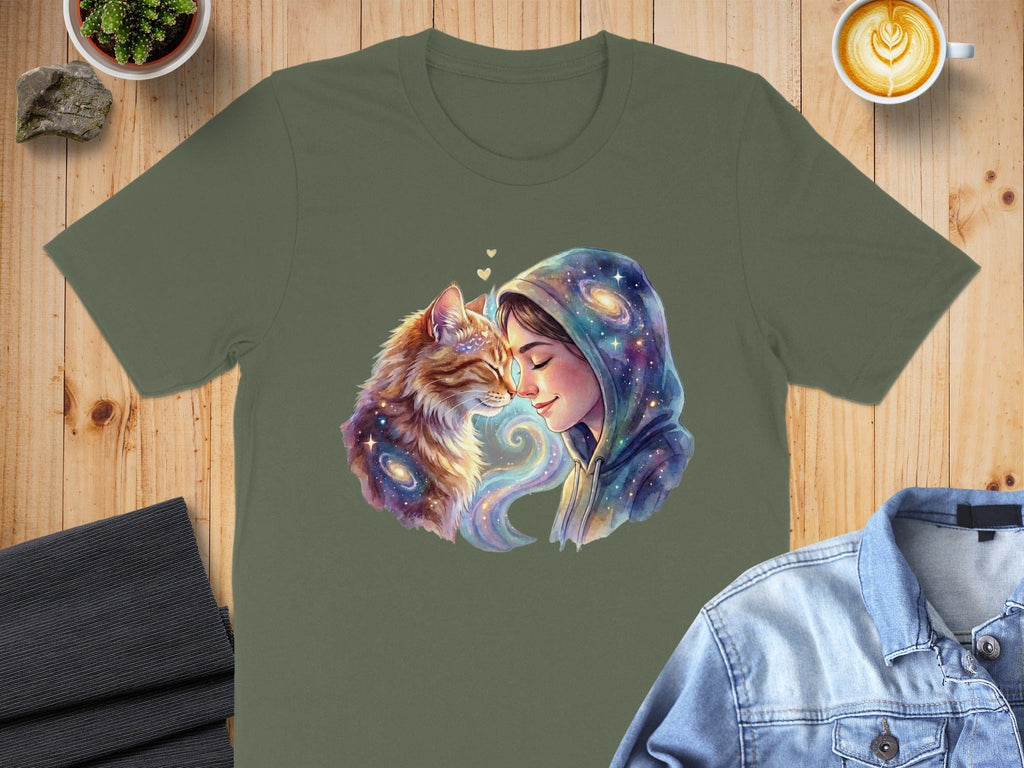 Cosmic Cat Lover Hoodie and Galaxy Cat Design Shirt