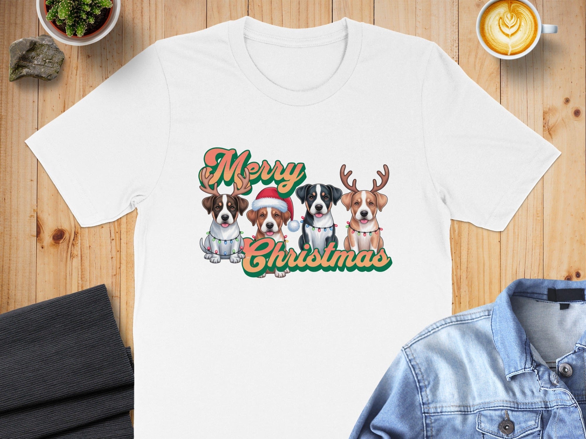 Cute Dogs Merry Christmas T-shirt for Festive Season