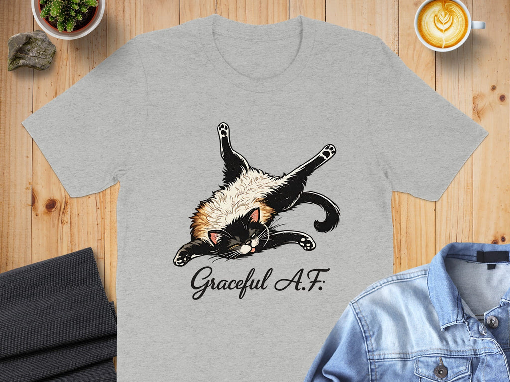 Graceful A.F. Funny Cat Graphic T-Shirt for Cat Lovers