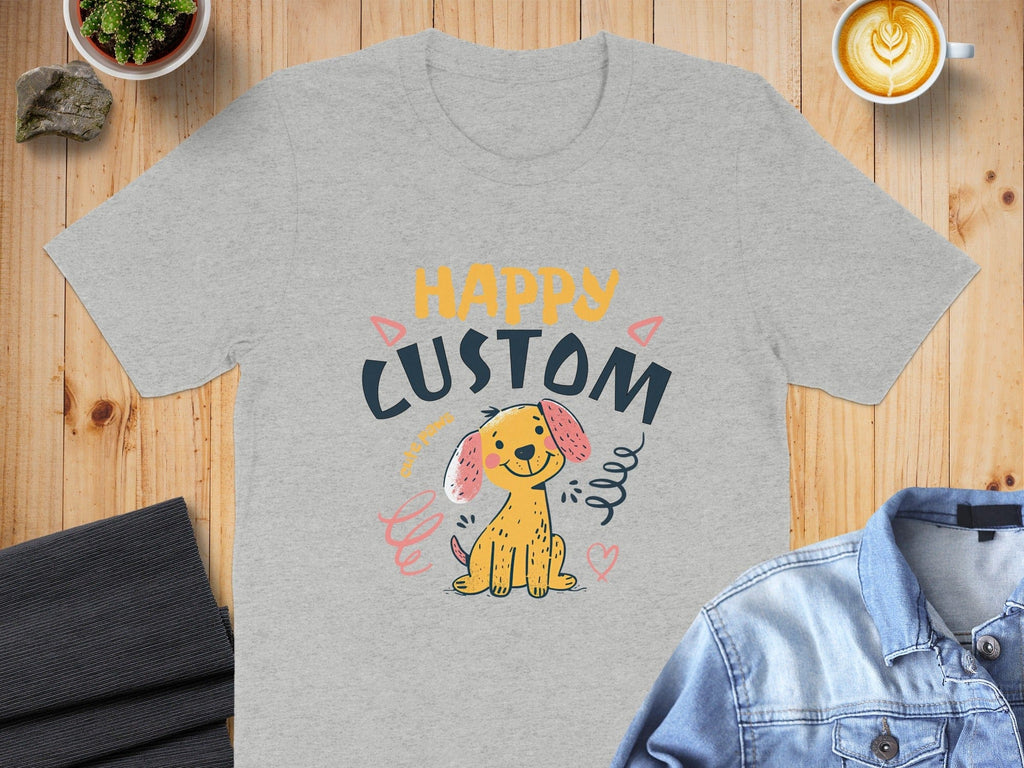 Happy Custom Cute Dog Illustration T-Shirt