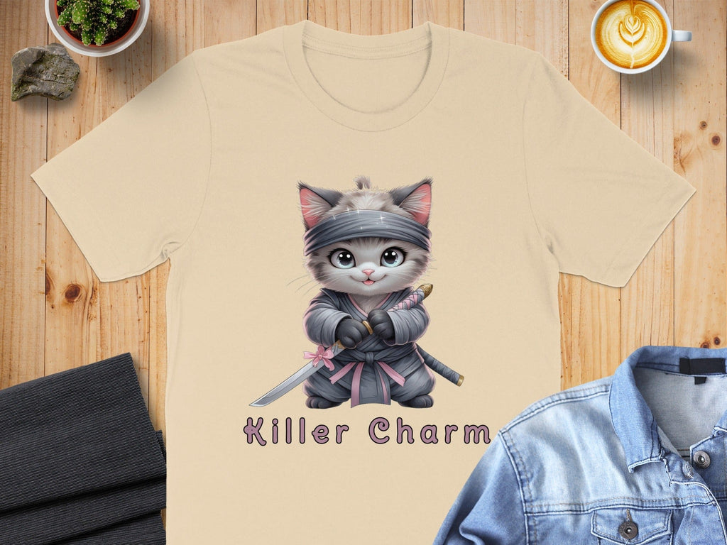 Cute Samurai Cat Graphic Killer Charm T-shirt