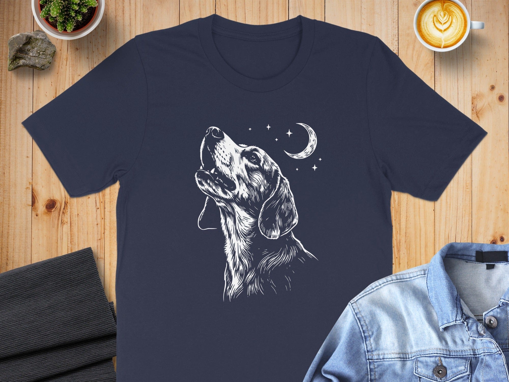 Moon and Stars Dog Graphic T-Shirt for Pet Lovers