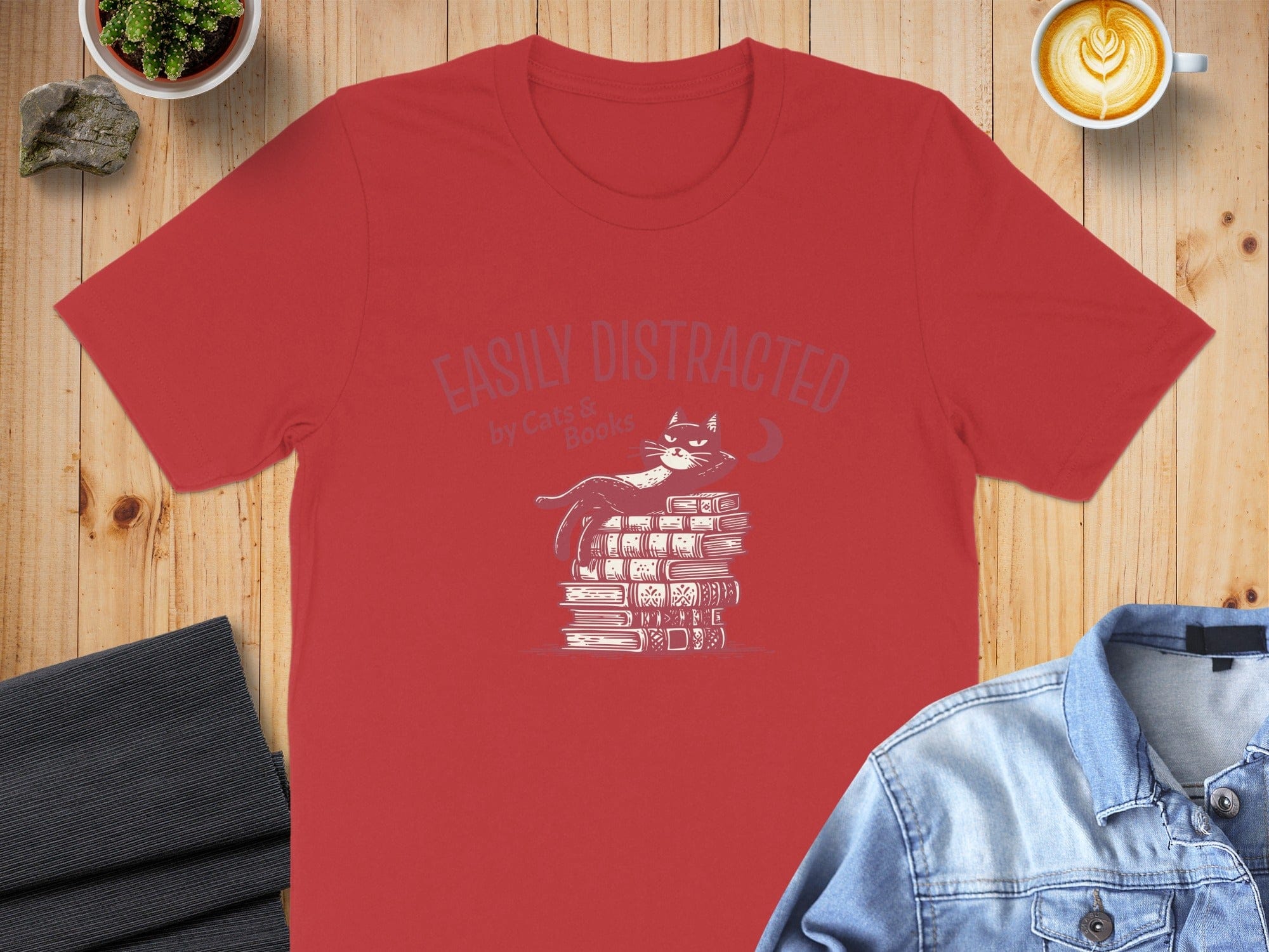Easily Distracted by Cats and Books T-Shirt