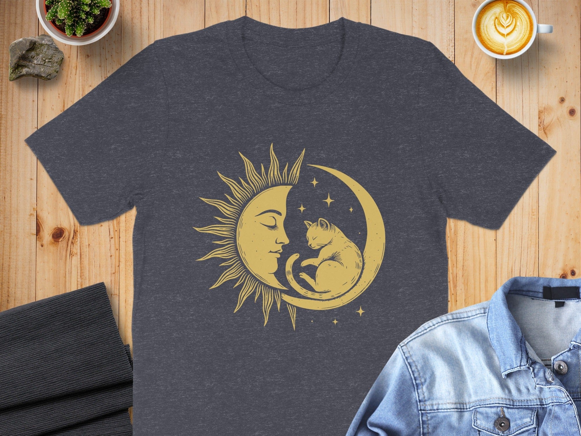Sun Moon and Cat Graphic Tee Shirt Product
