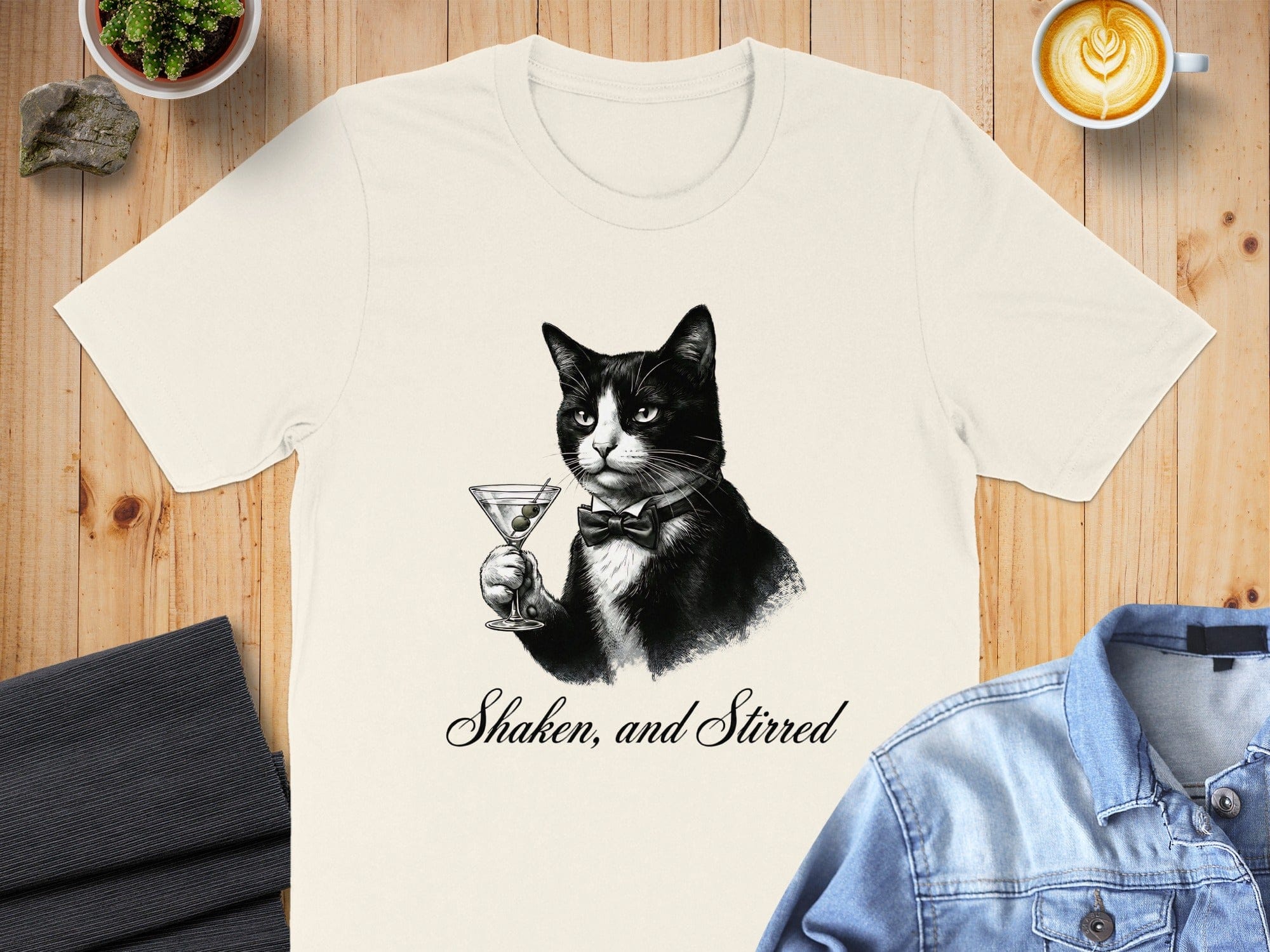 Tuxedo Cat Martini Drinker T-Shirt