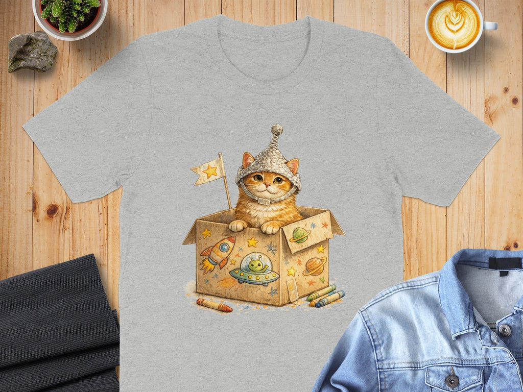 Cute Cat in Spaceship Box T-Shirt Space Theme Design