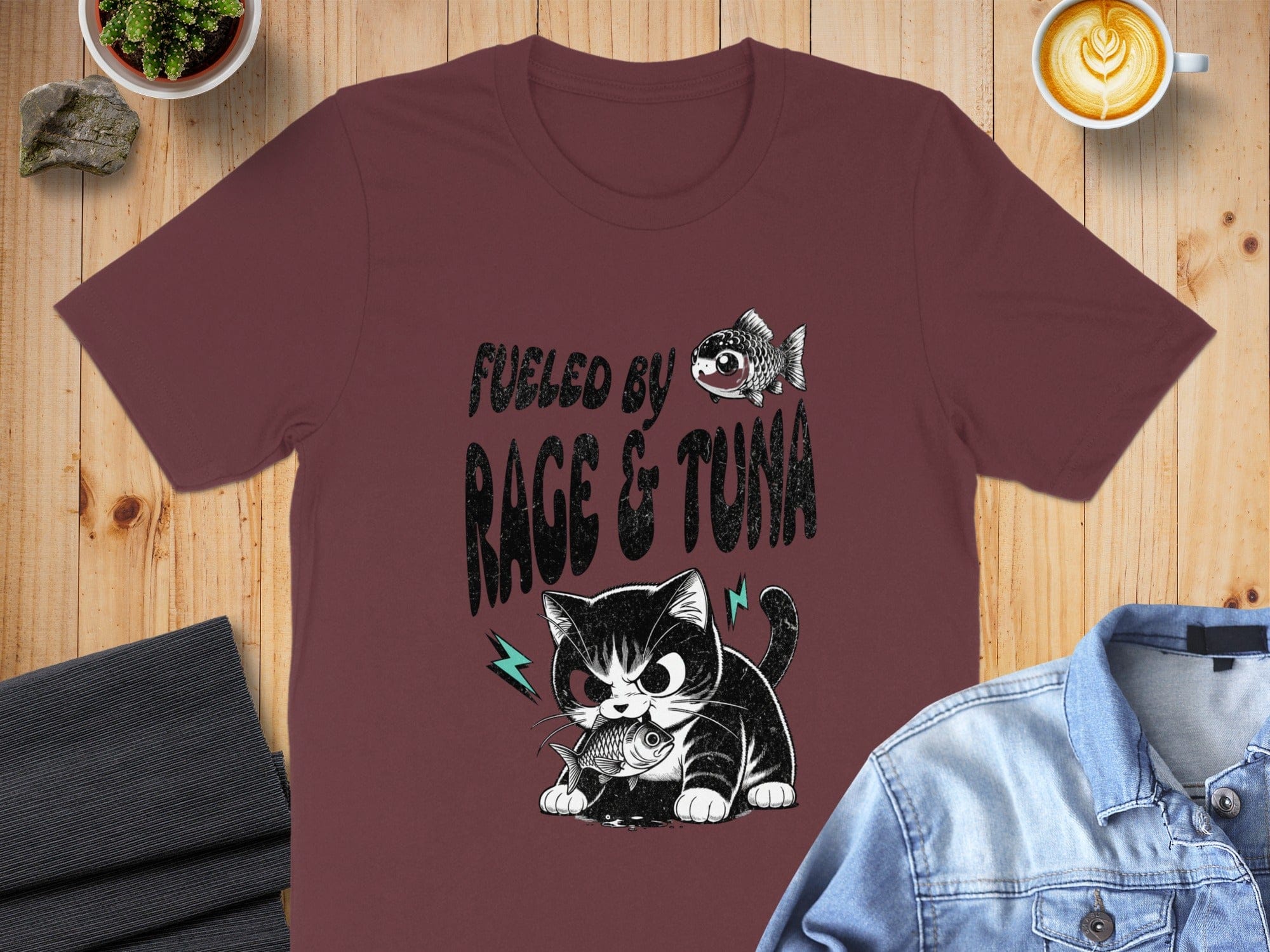 Fueled by Rage Tuna Graphic Cat Tee Shirt