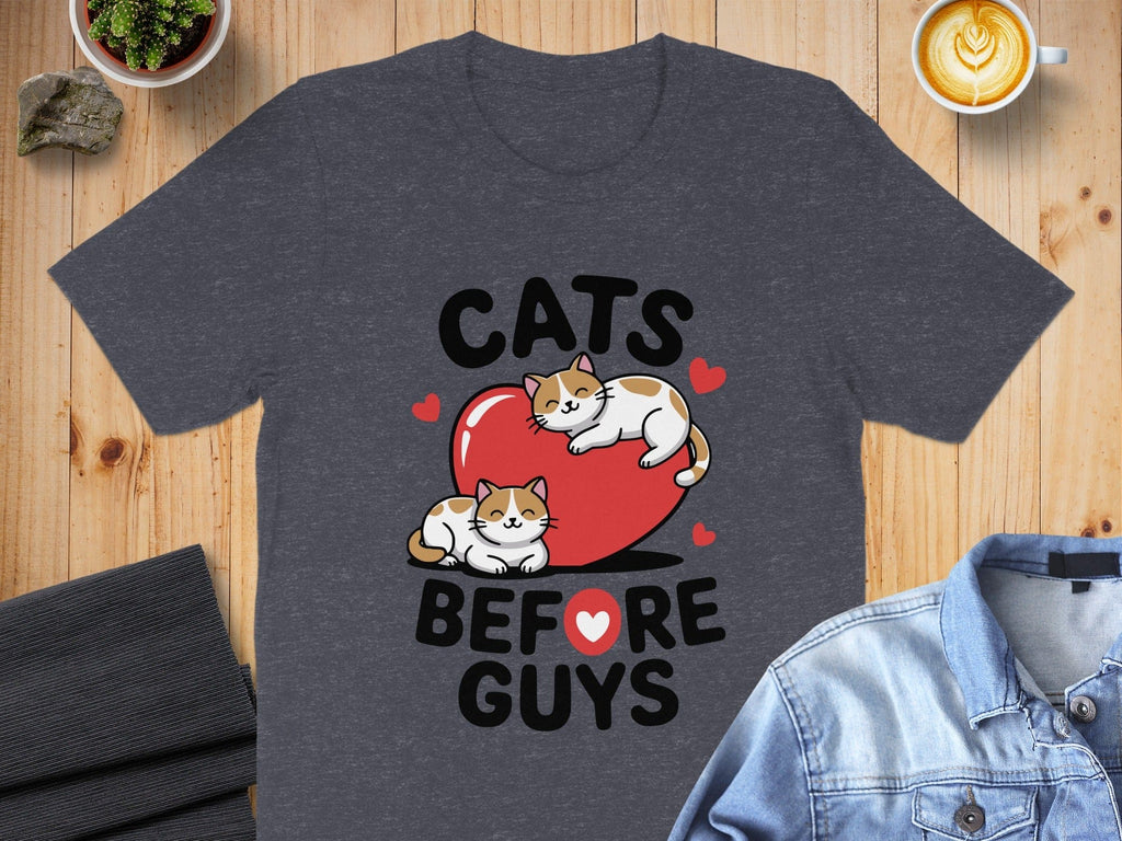 Cats Before Guys Cute Graphic T-Shirt Design