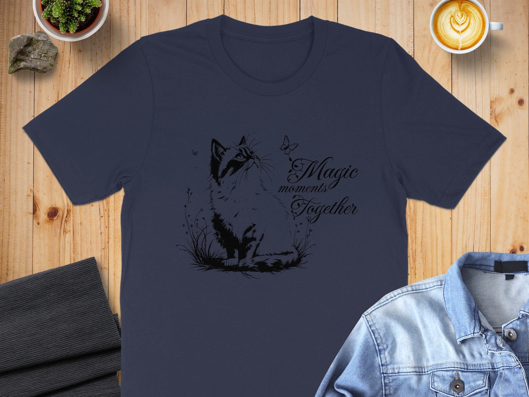 Magic Moments Together Cat with Butterfly T-Shirt