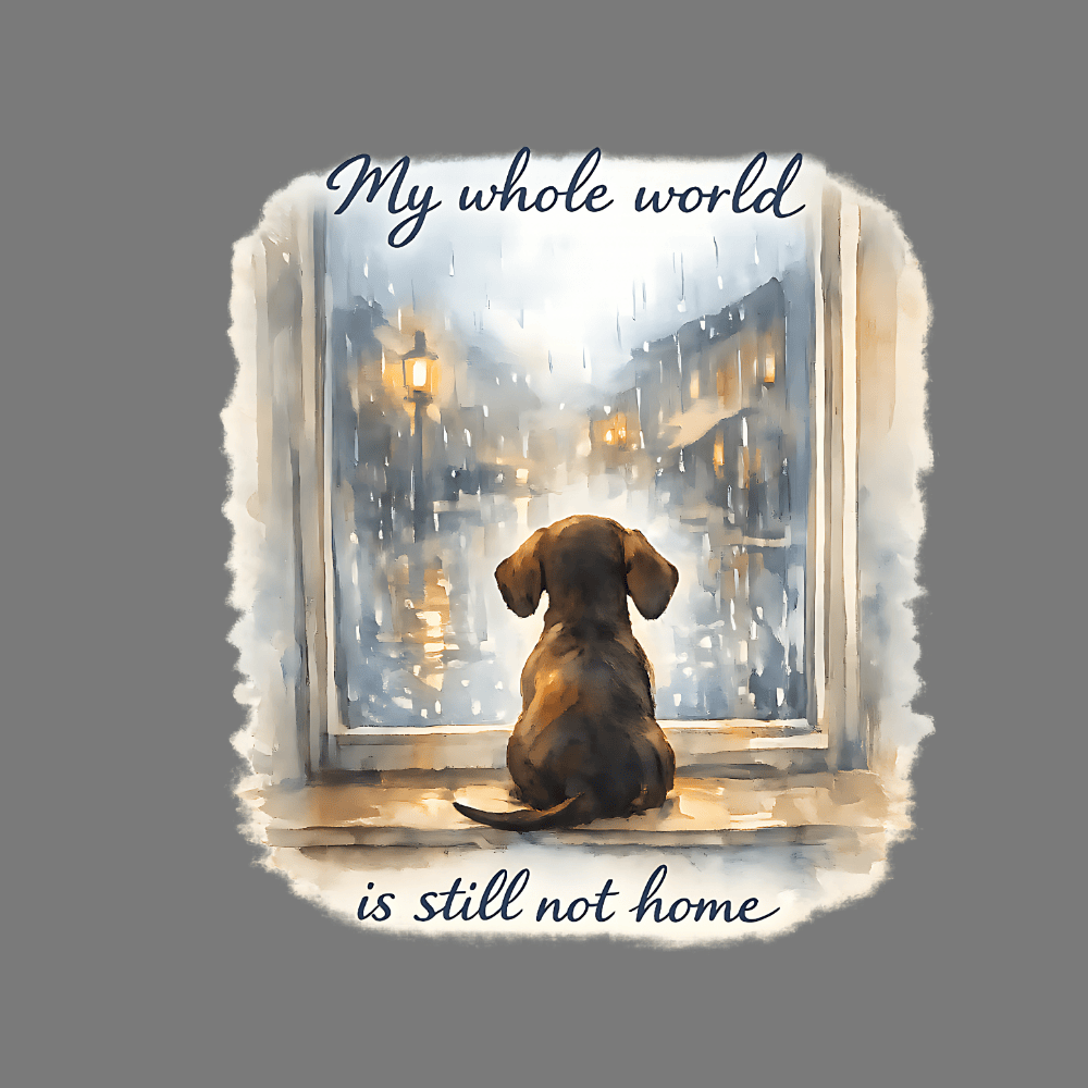 My whole world is still not home dog artwork