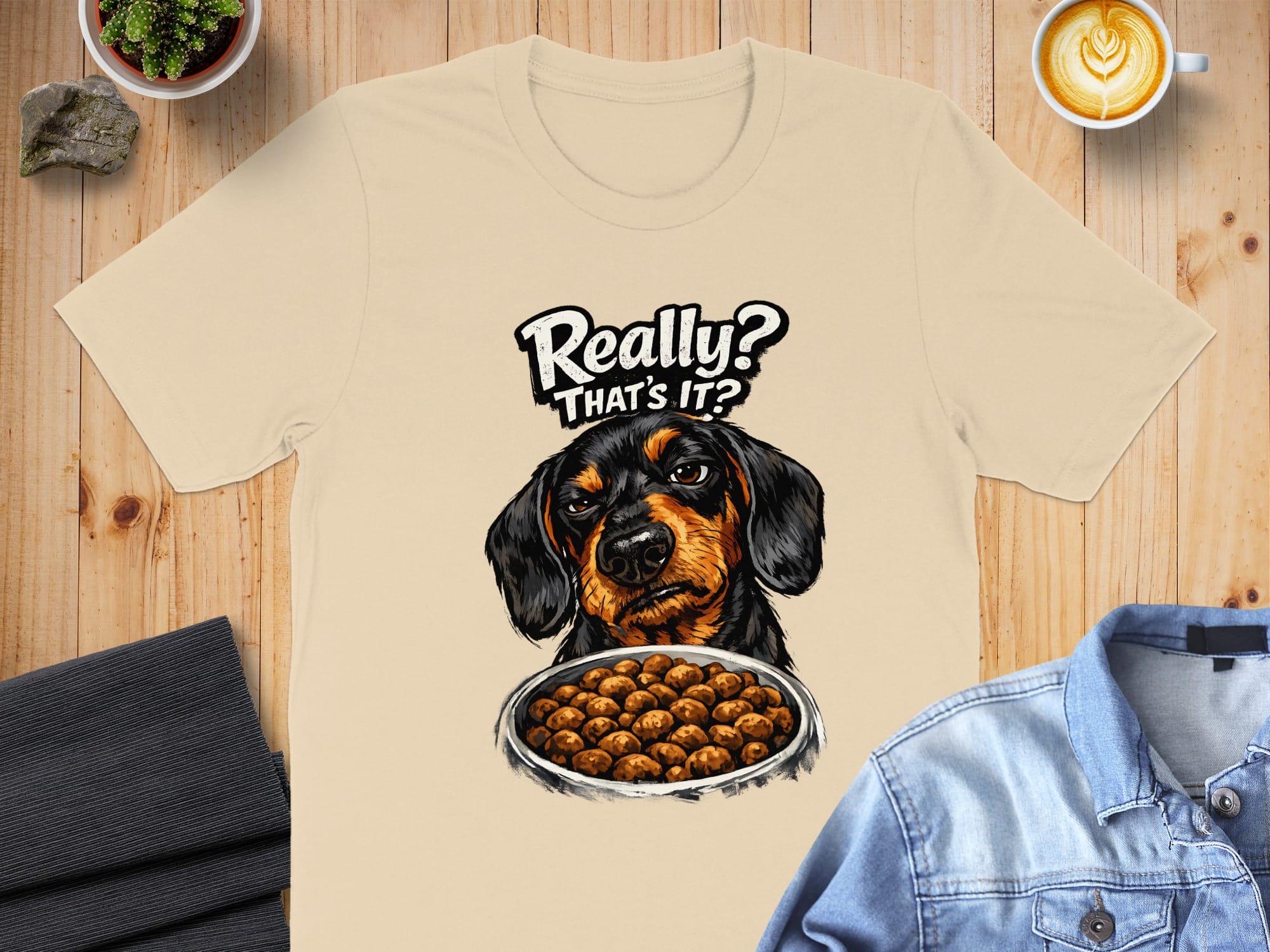Really That's It Dog with Food Cartoon Graphic T-Shirt