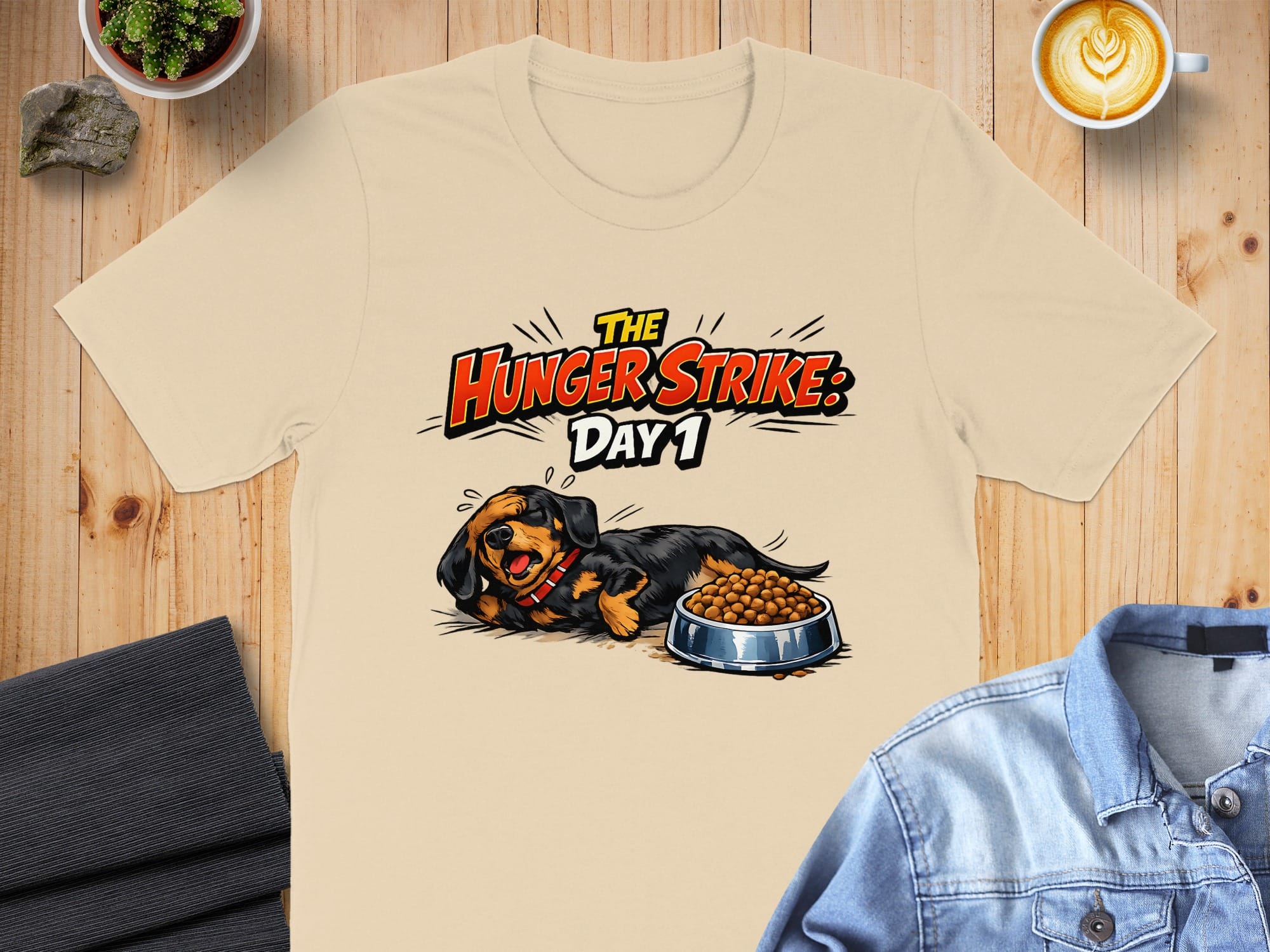 The Hunger Strike Day 1 Funny Dog Graphic Tee
