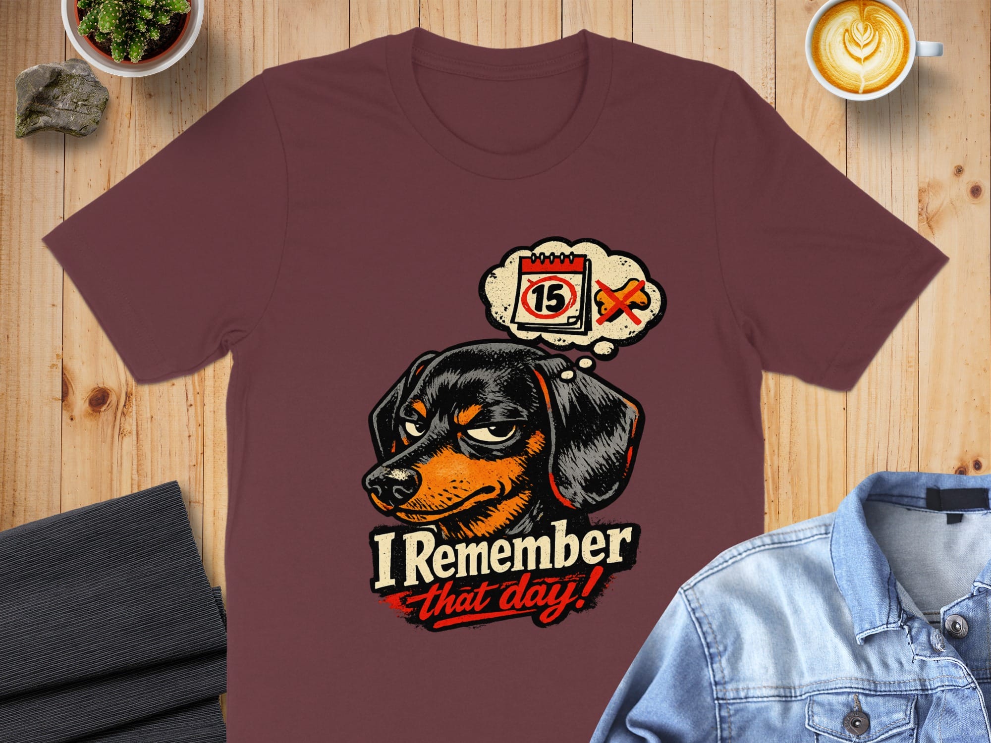 I Remember That Day Graphic Tee with Dachshund Design