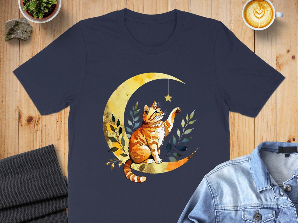 Cat Reaching for the Moon Graphic T-Shirt