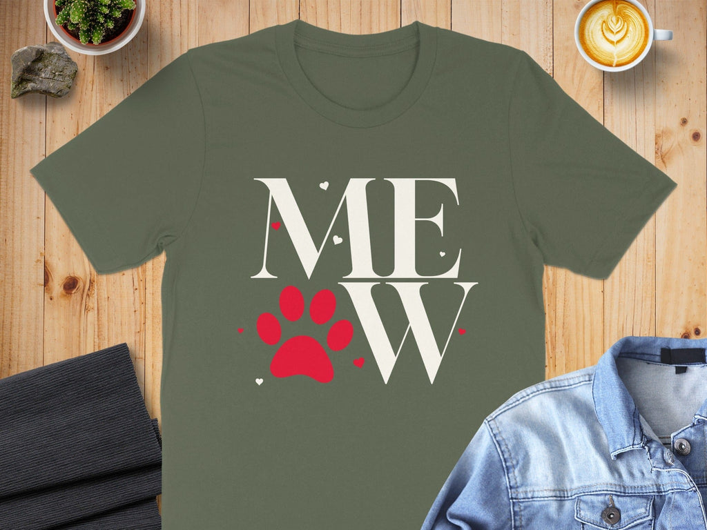 MEOW Red Paw Cute Cat Lover T-Shirt