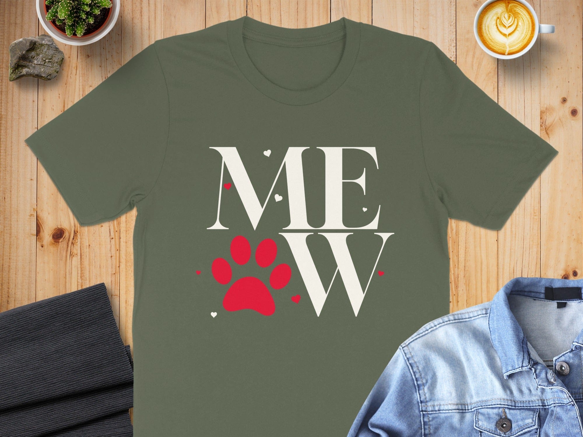 MEOW Red Paw Cute Cat Lover T-Shirt