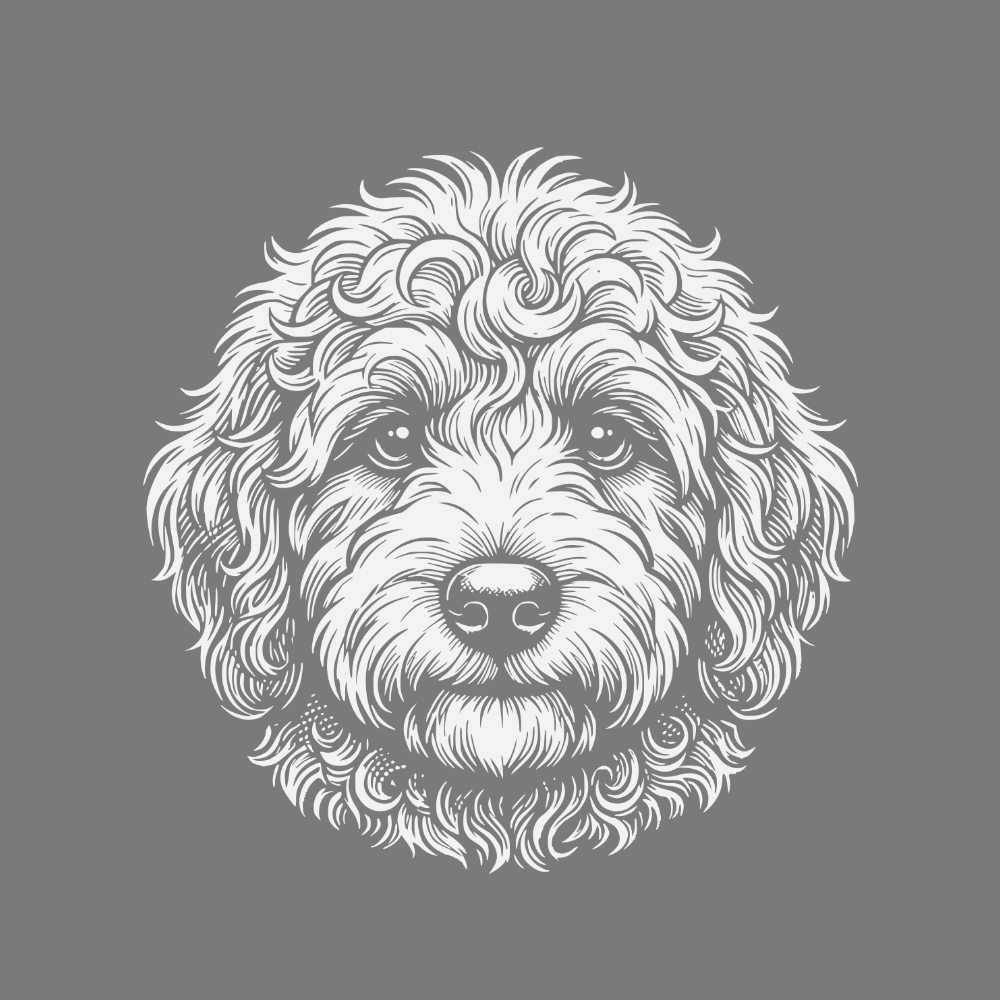 Detailed Illustration of Dog Face on Gray Background Print