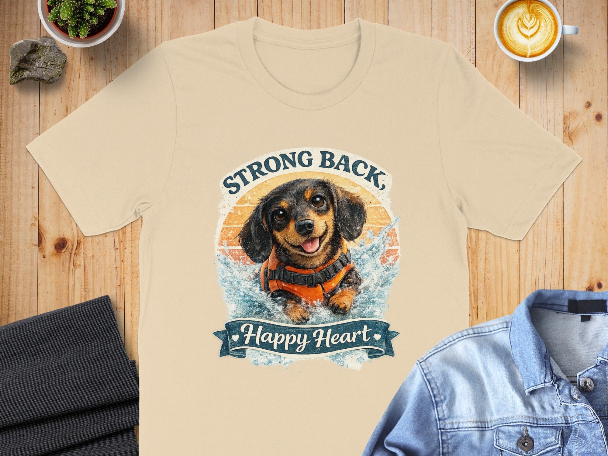 Strong Back Happy Heart Dachshund Graphic T-Shirt