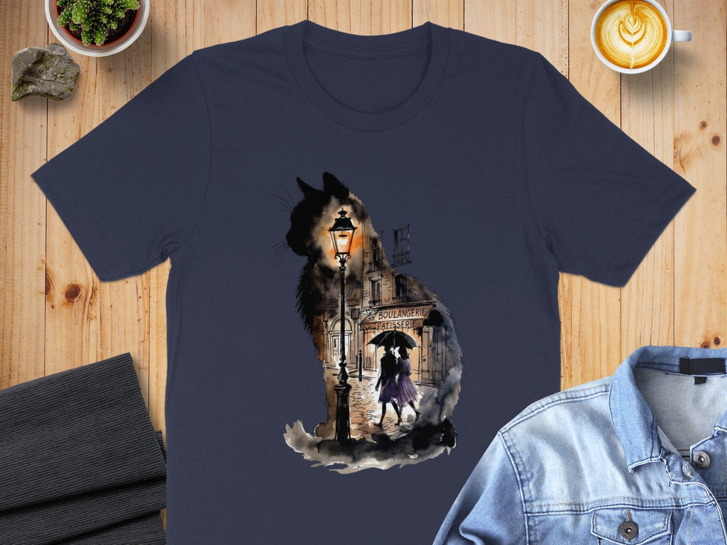 Parisian Street Scene Inside Cat Design Shirt