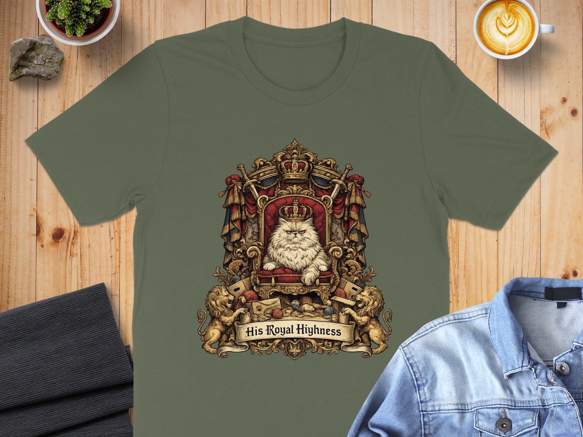 His Royal Highness Cat on Throne Graphic T-Shirt