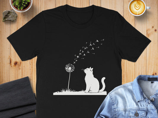 Cat Blowing Dandelion T-shirt Ideal Unique Gift