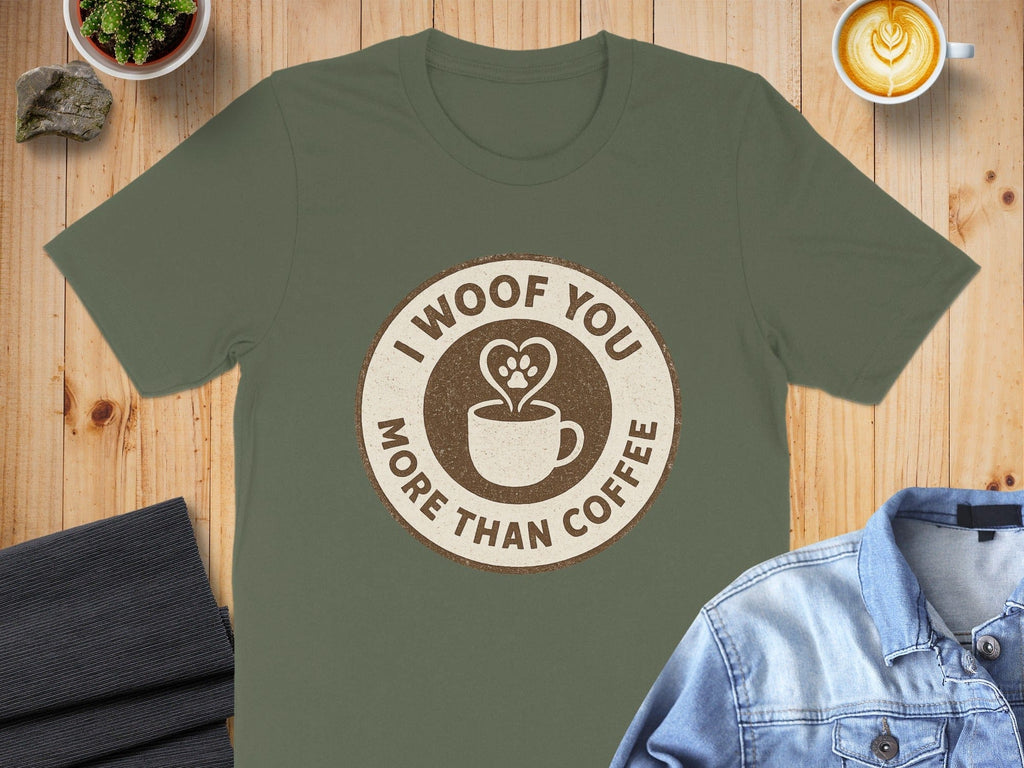 I Woof You More Than Coffee Funny T-shirt