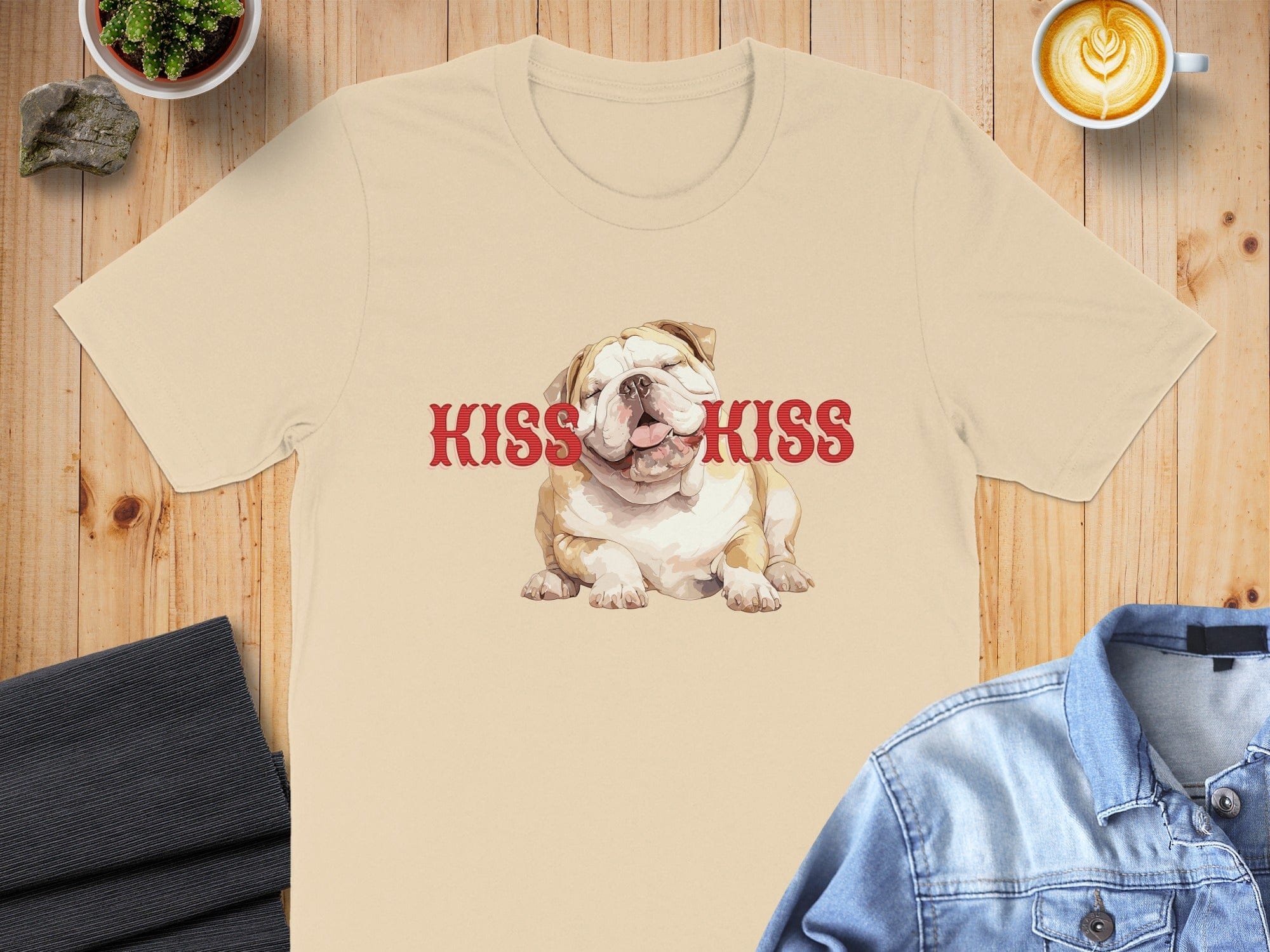 Kiss Kiss Bulldog Graphic T-Shirt for Pet Lovers