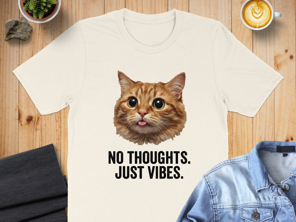 Orange Tabby No Thoughts Just Vibes T-Shirt