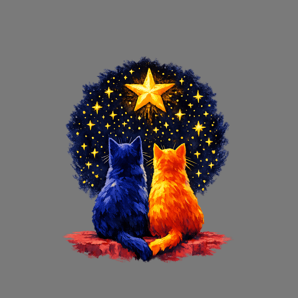 Cats Watching Stars Artwork on Night Sky product