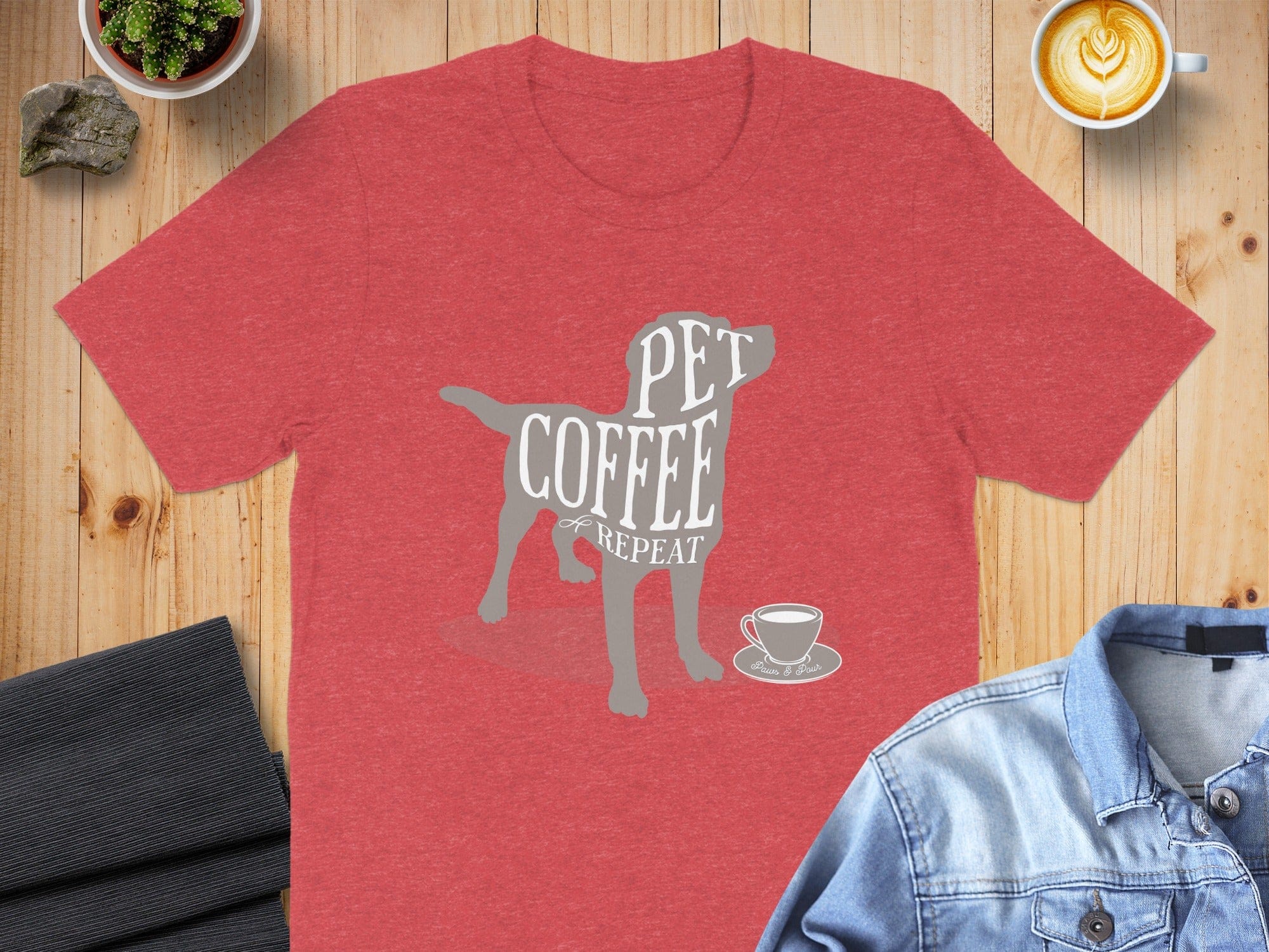 Pet Coffee Repeat Graphic Tee for Dog Lovers