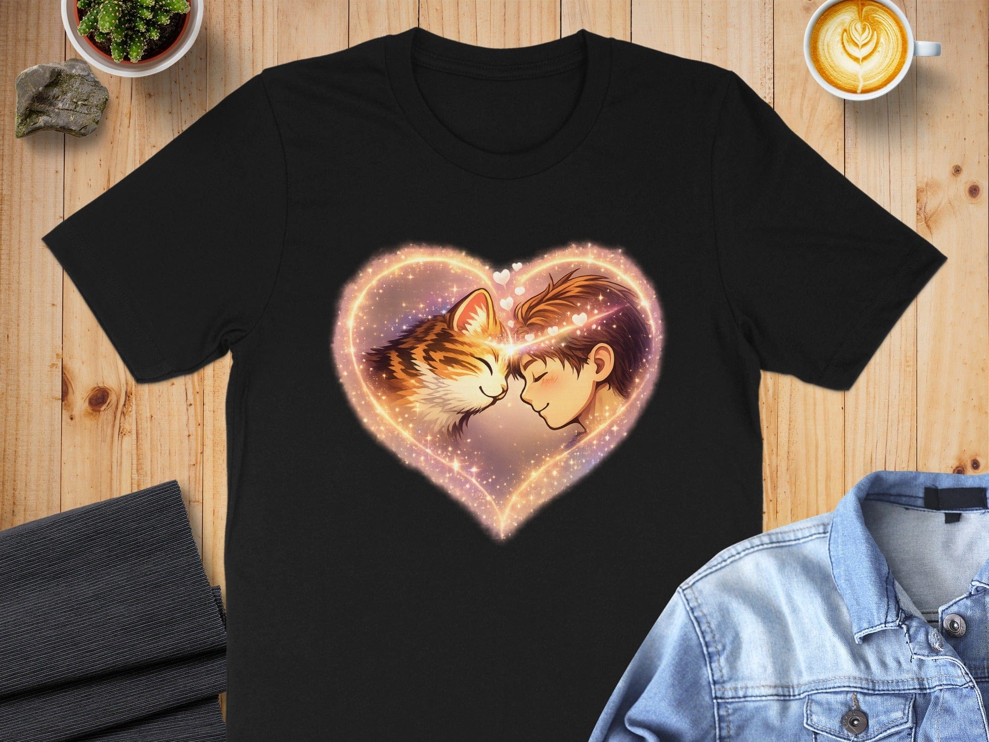 Heartwarming Cat and Human Design T-Shirt