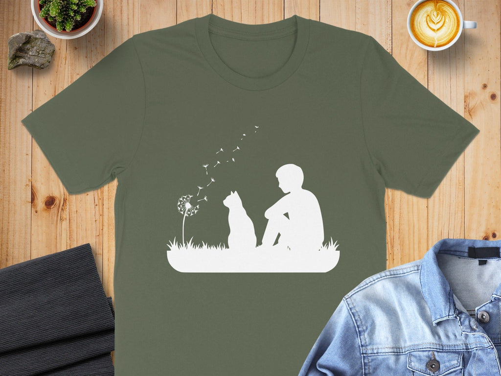 Boy and Dog Silhouette Design T-shirt Product