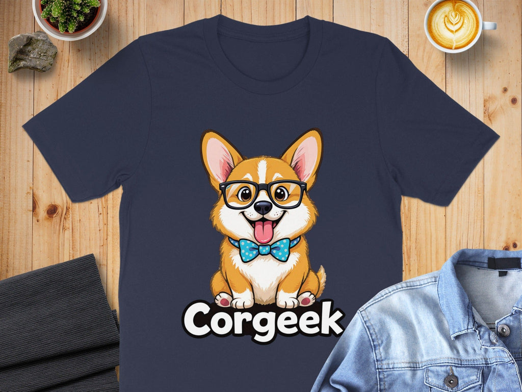 Cute Corgi with Glasses and Bow Tie T-Shirt