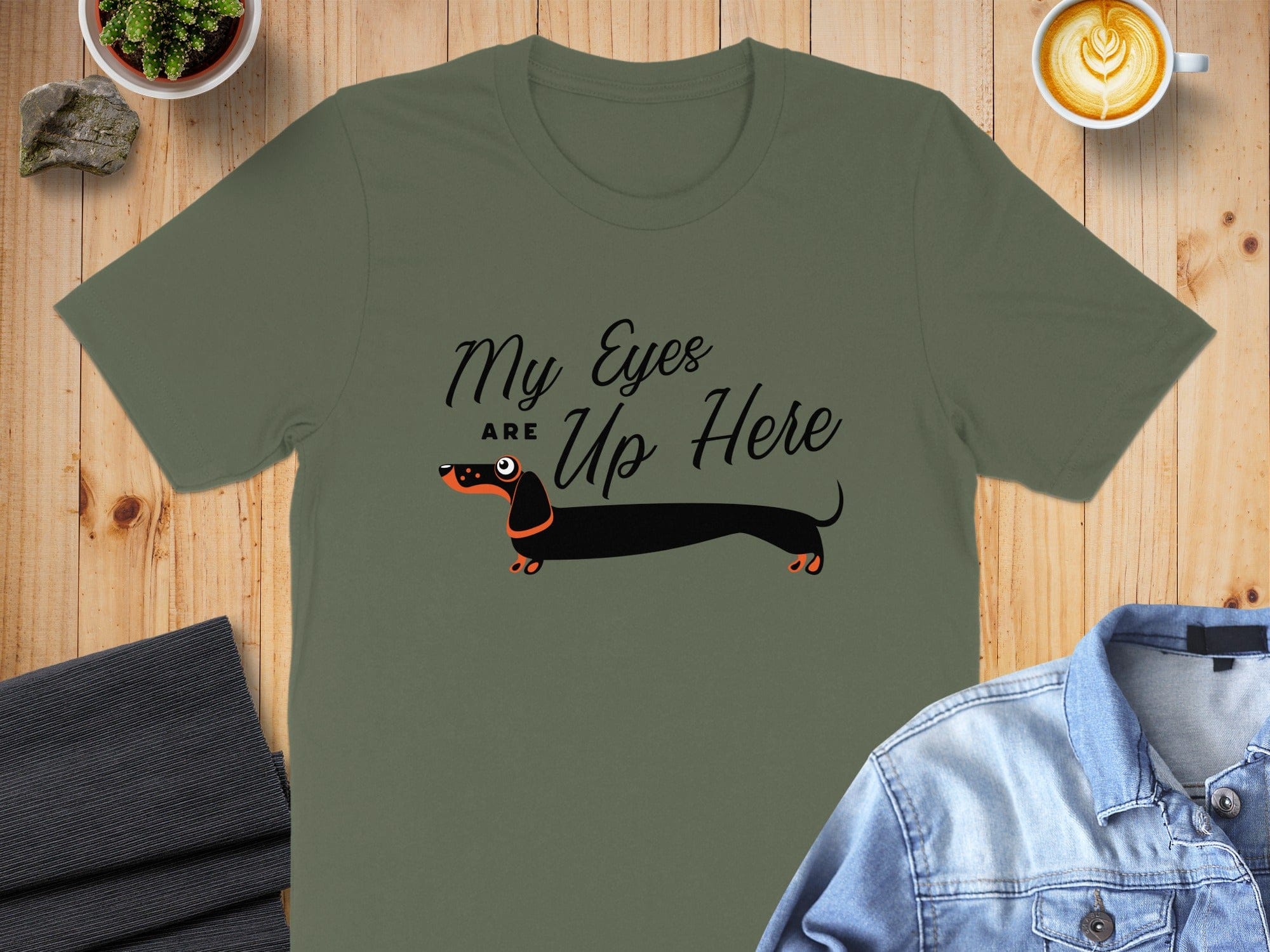 My Eyes Are Up Here Dachshund Graphic T-Shirt