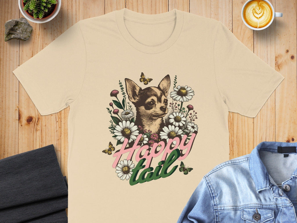 Happy Tail Graphic Tee with Cute Cat Design Shirt