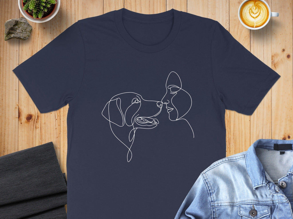 Minimalistic Dog and Human Art Design T-shirt