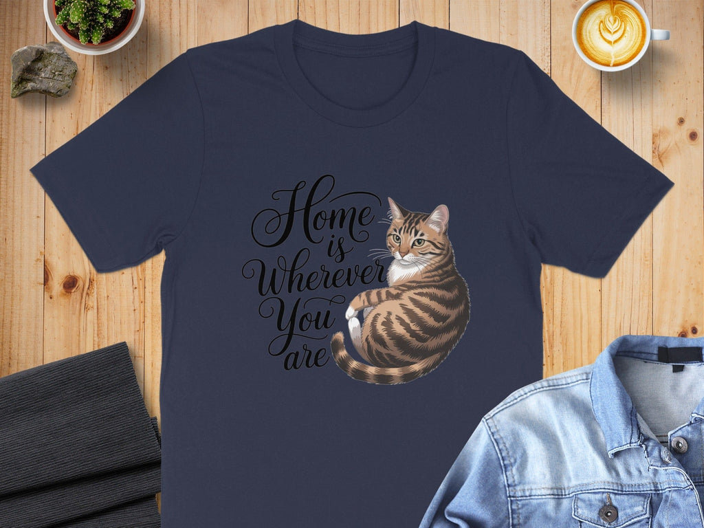 Home Is Wherever You Are Cat Design T-Shirt
