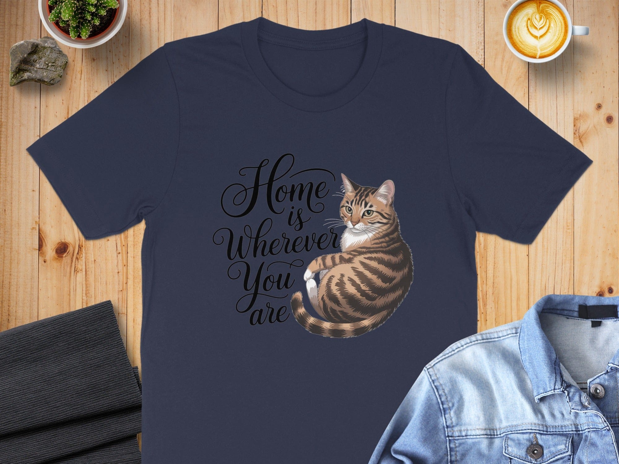 Home Is Wherever You Are Cat Design T-Shirt