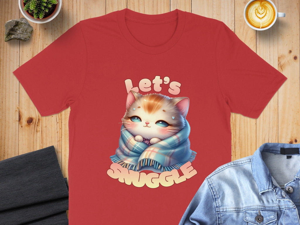 Cute Let's Snuggle Cat Graphic T-shirt