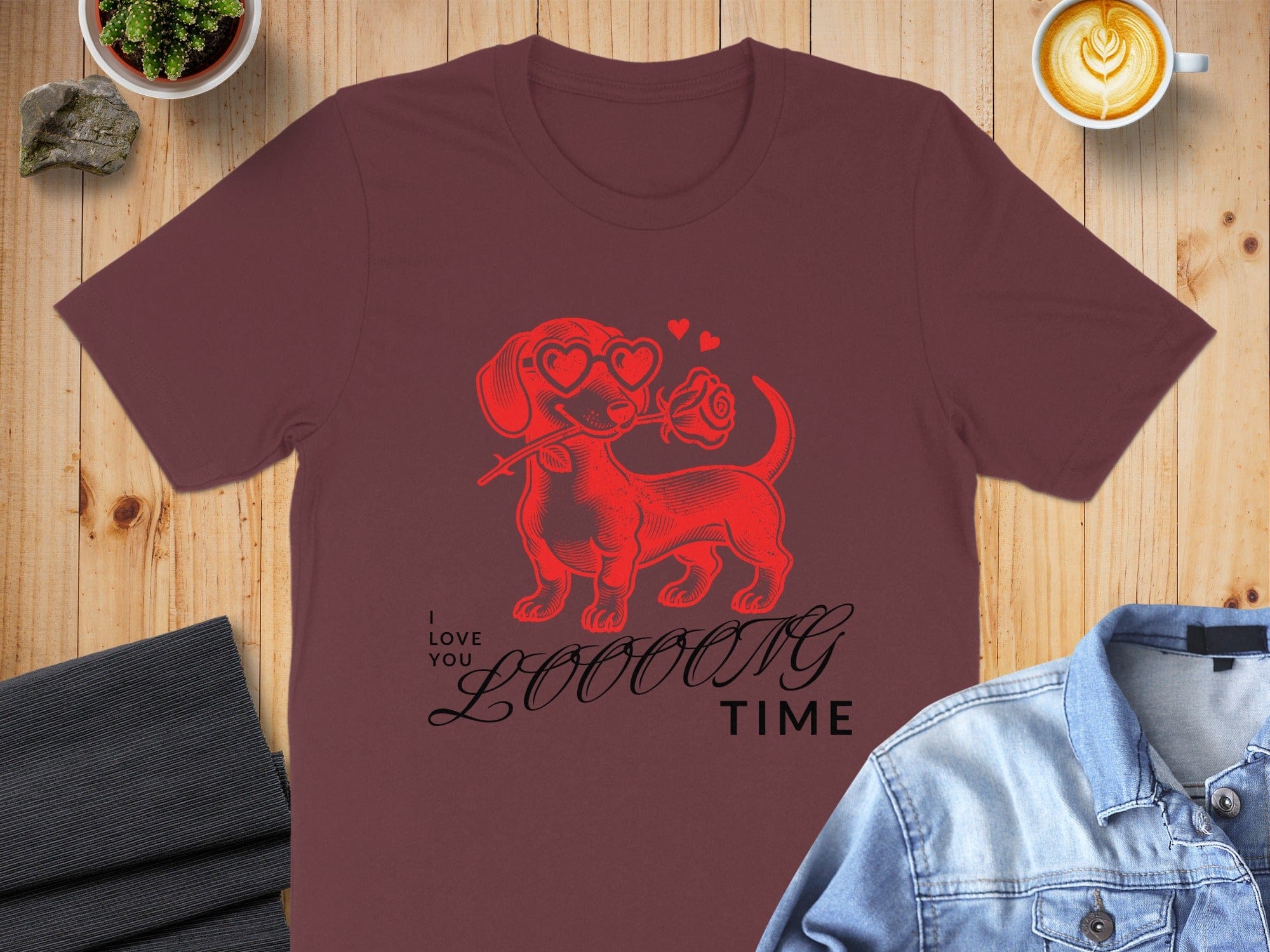 I Love You Loooong Time Dachshund Dog Graphic T-Shirt