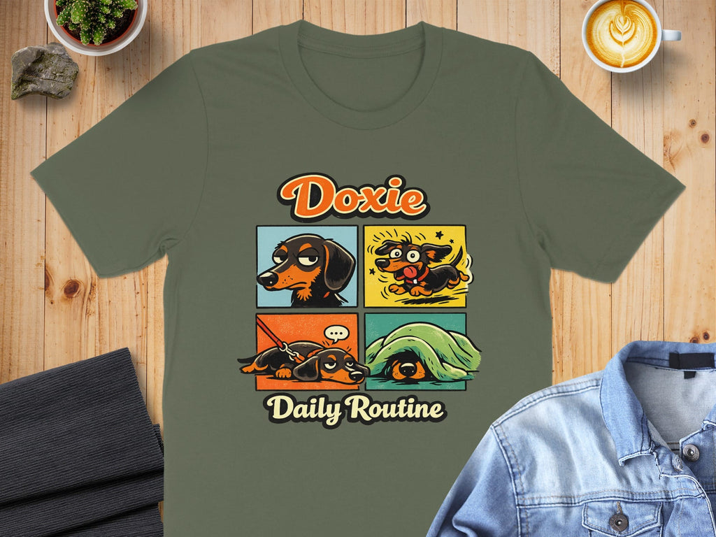 Doxie Daily Routine Graphic Design T-shirt
