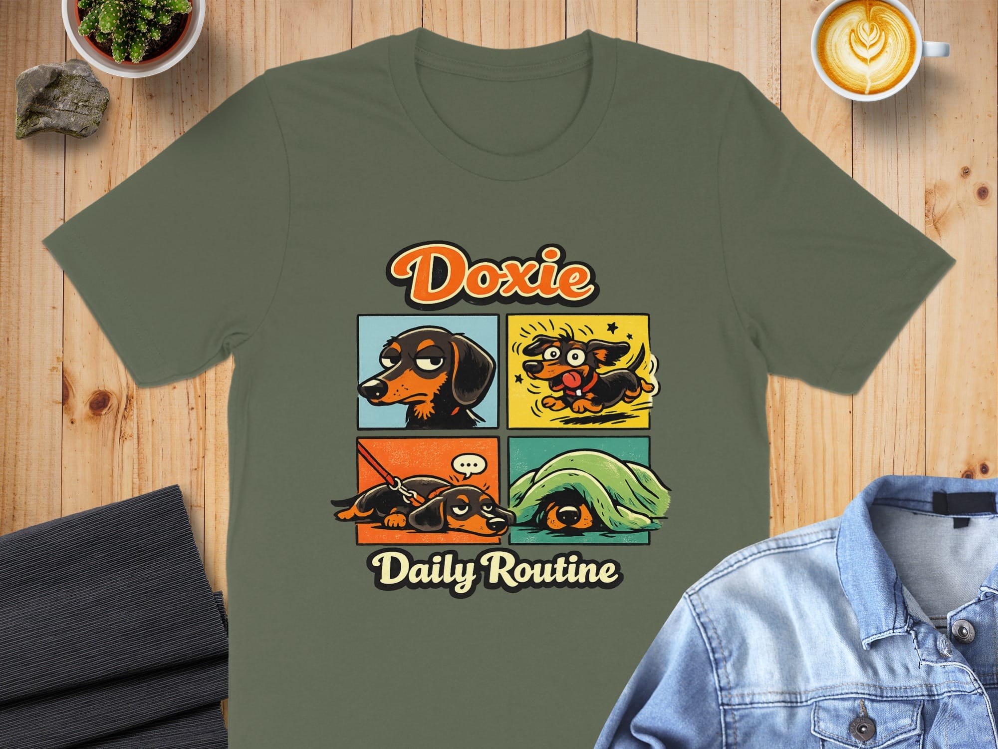 Doxie Daily Routine Graphic Design T-shirt